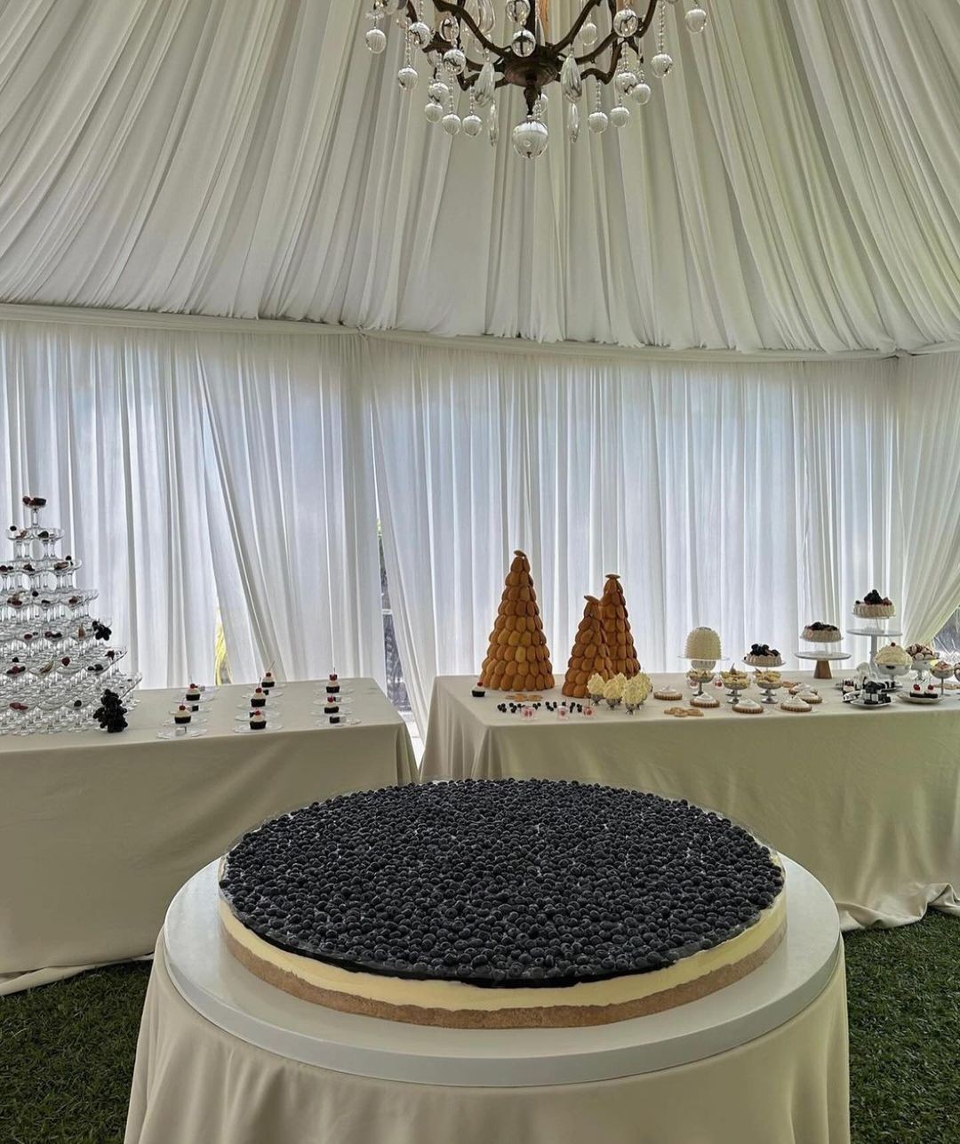 A Blueberry Cheese Pie by CAKE STUDIO by SNP HQ at the wedding of Nam Parama Raiva in Bangkok.