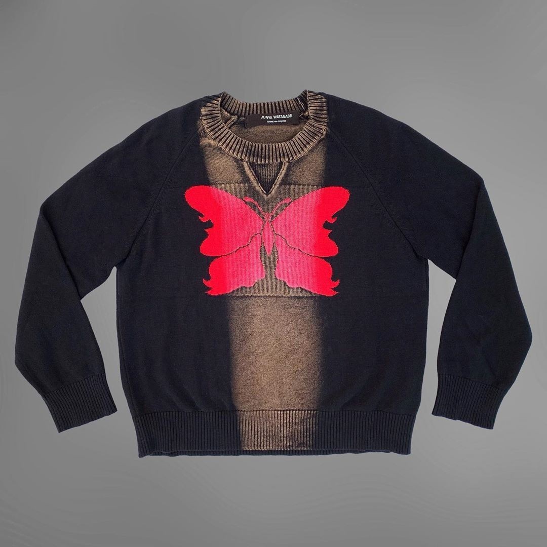 Vintage Bleached Butterfly Sweater by Junya Watanabe for Comme des Garçons, c. 2001.