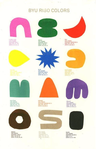 BYU Riso Colors, a color chart from the Brigham Young University De ...