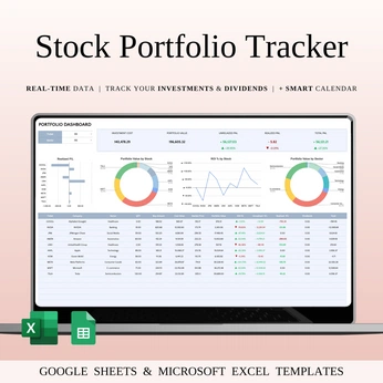 A cover of "Stock Portfolio Tracker" cluster. The owner is spreadsheetshub. The cluster description is "Automatic Stock Portfolio Tracker with Live Prices". The cluster consists of 1 element.