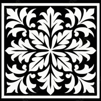 A cover of "Black and white pattern" cluster. The owner is aburadrafiu. The cluster description is "black and white, swirl, design, pattern, decorative, ornament, floral,". The cluster consists of 29 elements.
