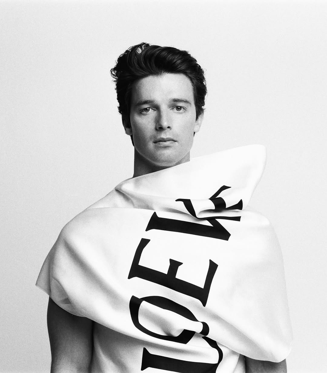 Actor Patrick Schwarzenegger in LOEWE for HERO MAGAZINE. Photo by Fabien Kruszelnicki.