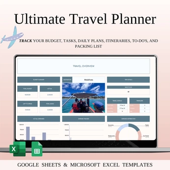 A cover of "Travel Planner" cluster. The owner is spreadsheetshub. The cluster description is "Travel Itinerary, Budget & Packing List Planner 2026". The cluster consists of 1 element.