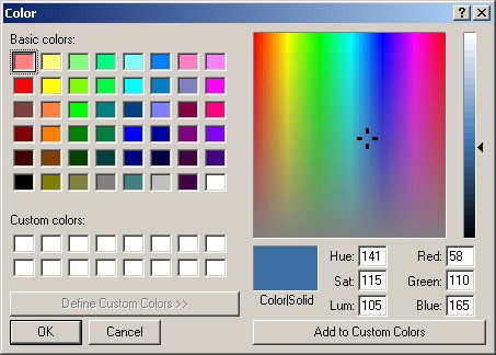 The Windows Color Picker dialog box, a standard UI component used in applications like MS Paint.