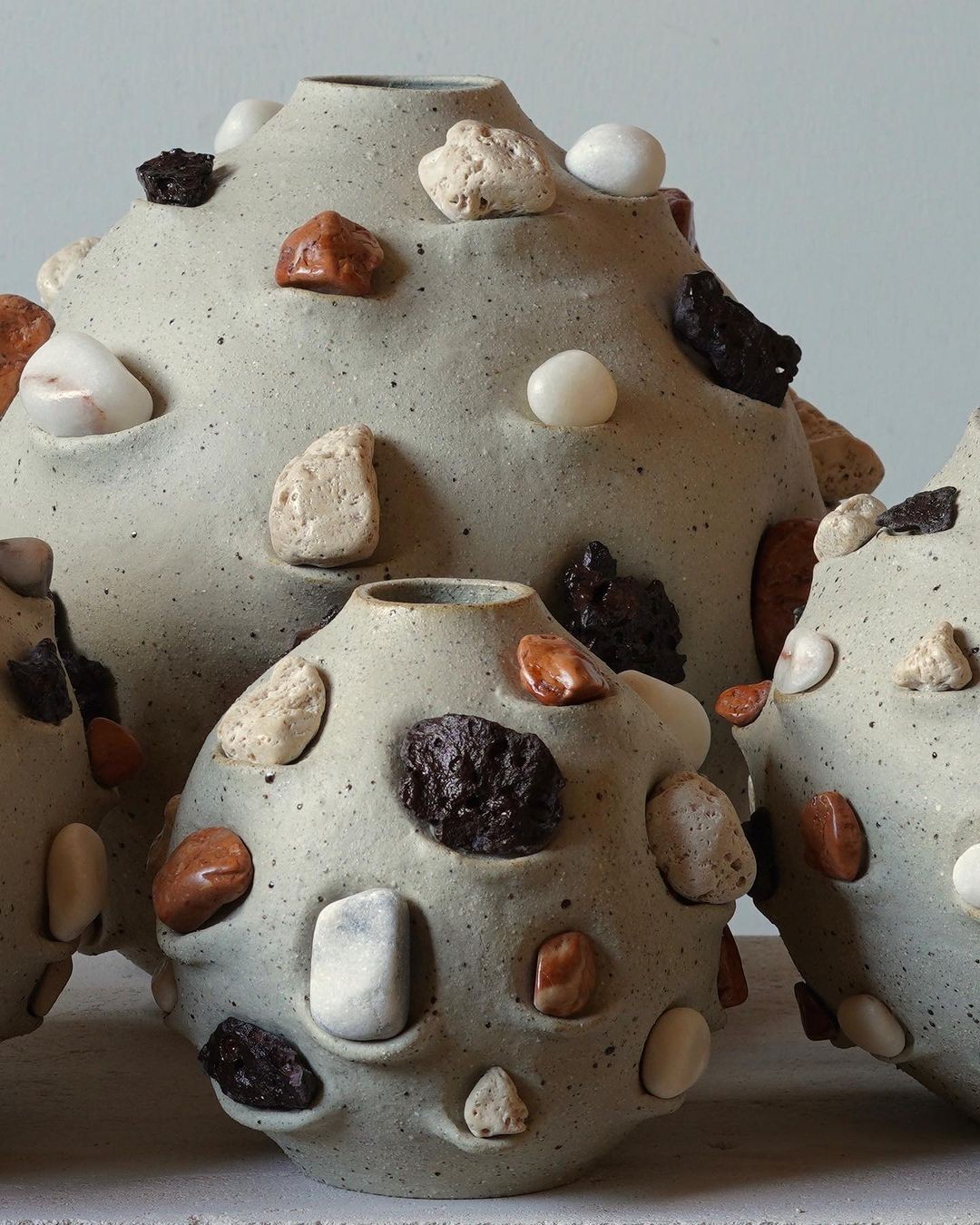 Rock Cycle vessels by ceramicist Claire Ellis, made from recycled clay and stone offcuts.