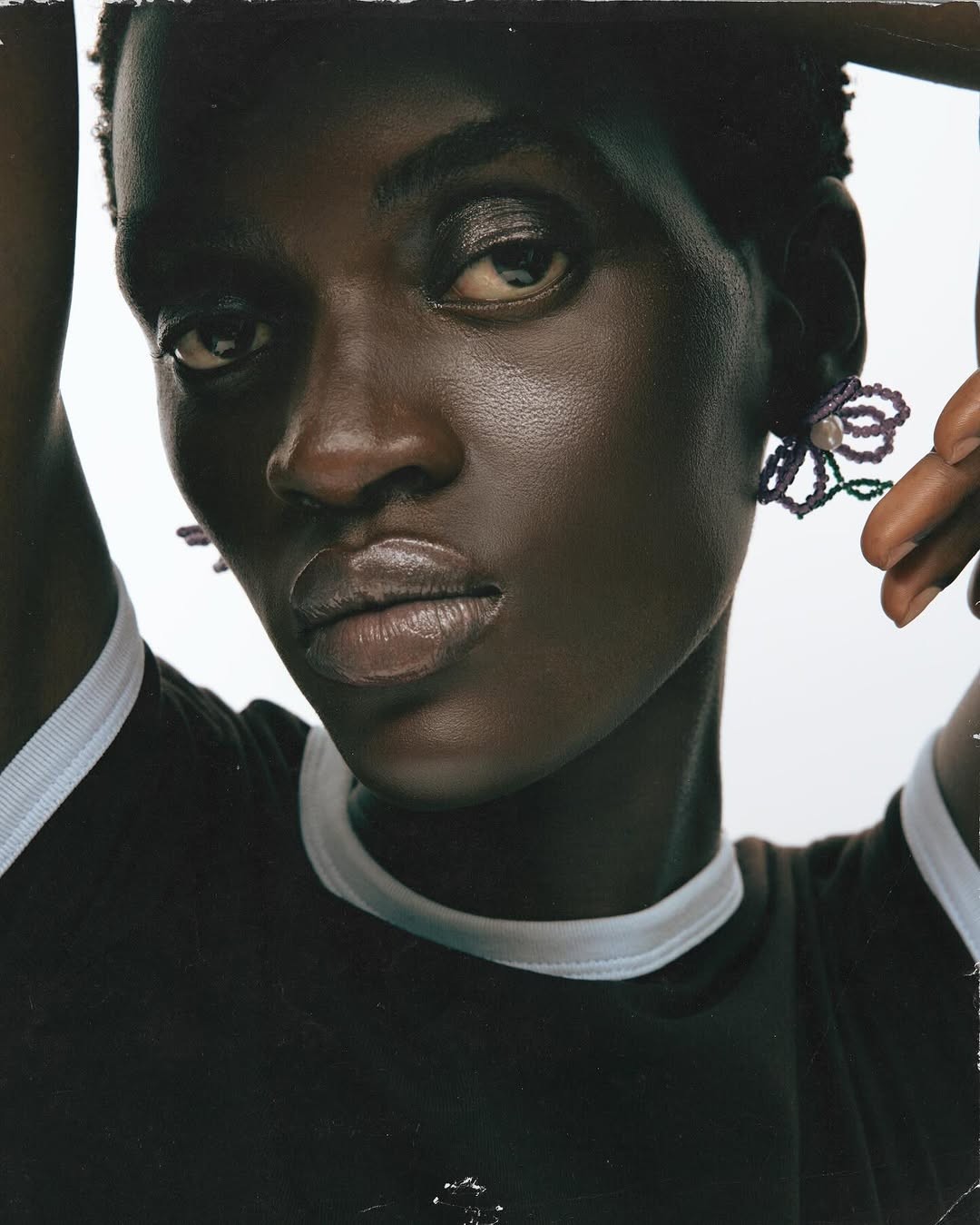 Model Aketch styled by Sofia Spini with makeup by Tania Rosa.