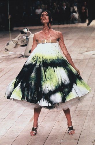 Model Shalom Harlow in the finale of Alexander McQueen's Spring/Summer 1999 No. 13 collection.