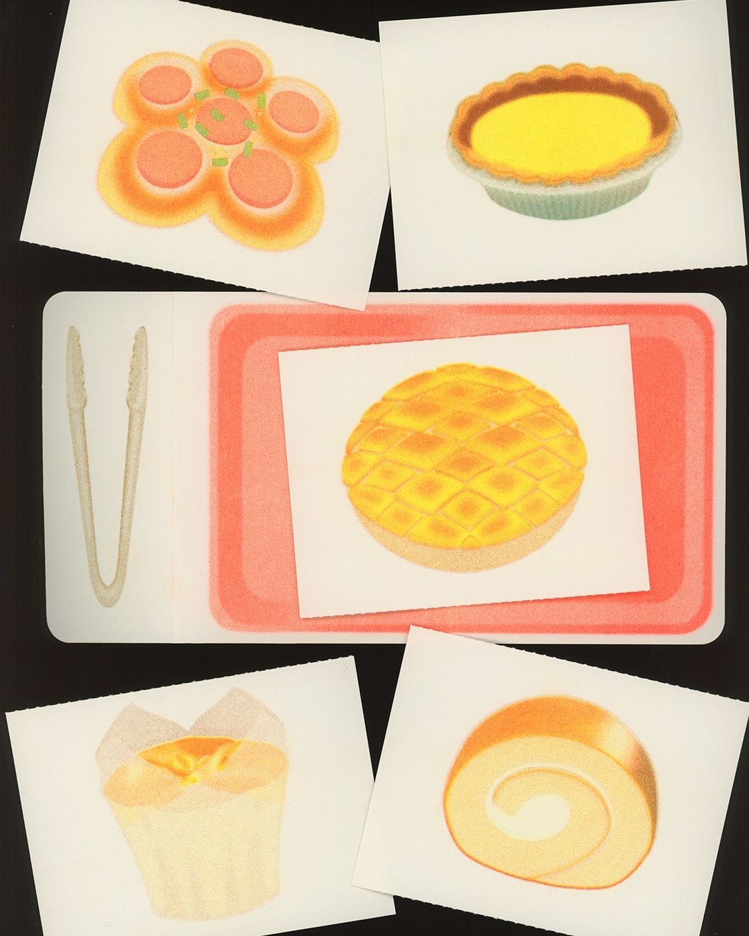 Pastry notecard set created in collaboration with Lucky Risograph for the Yoseka Stationery Fest.