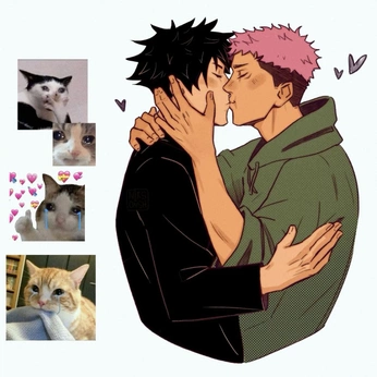 A cover of "boys and they're kissing" cluster. The owner is trafficconepizza. The cluster consists of 57 elements.