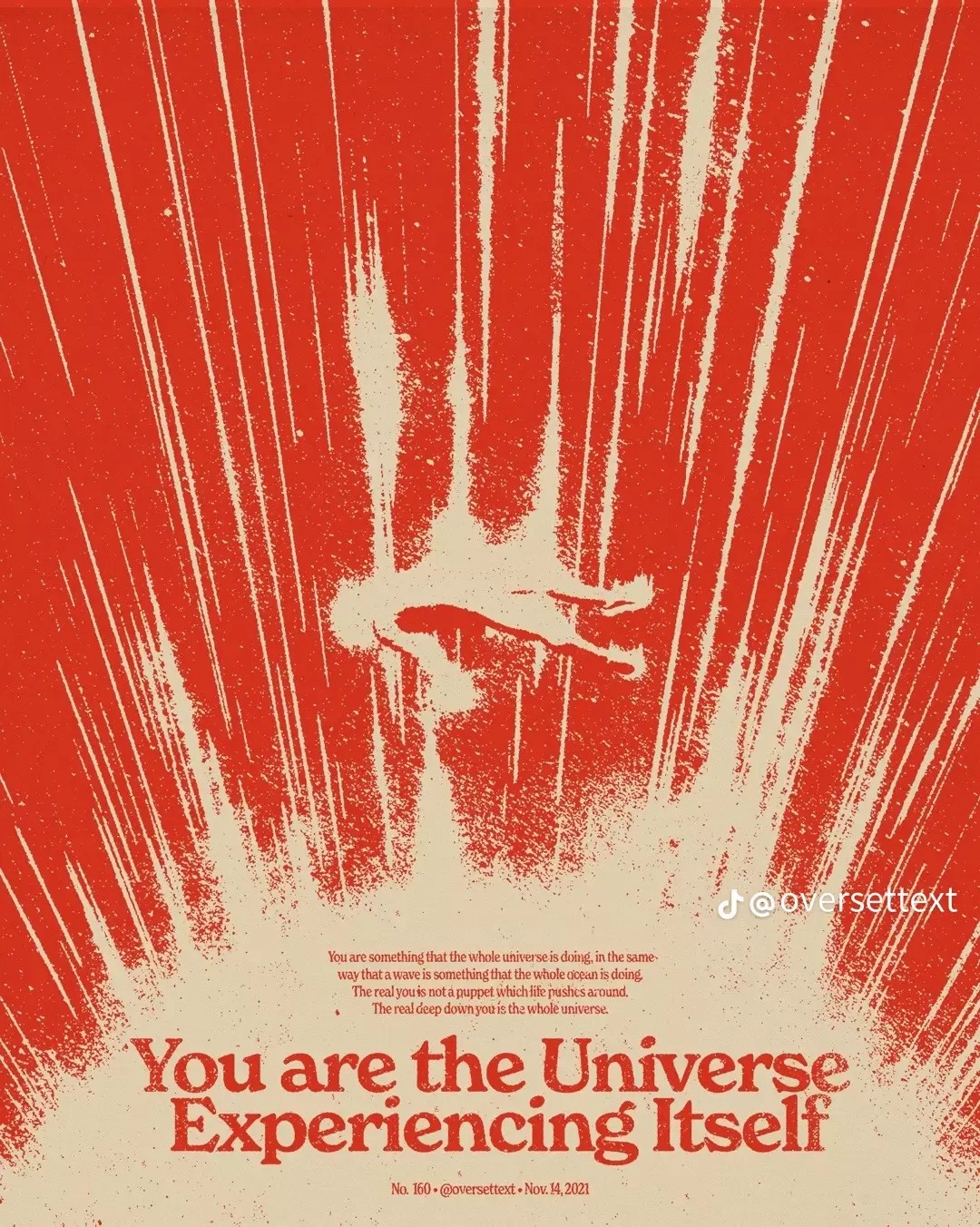 Graphic poster by Pierre Odendaal (2021) featuring a quote from philosopher Alan Watts.