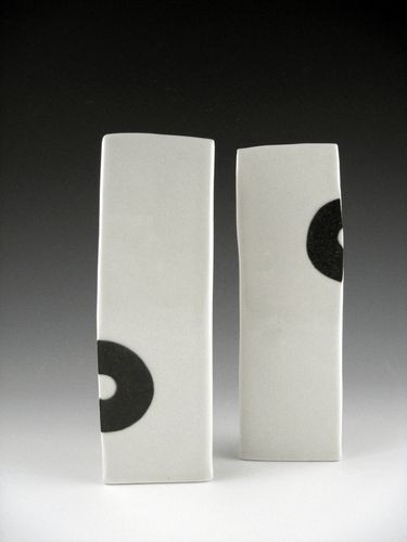 Slab-built porcelain sculptures by artist Mark Dally.