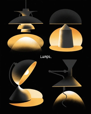 A cover of "Lámparas" cluster. The owner is gres.ia. The cluster consists of 19 elements.