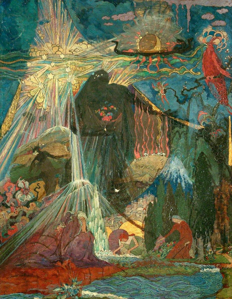 Illustrative Design of Fountain and Figures (c. 1930) by artist Sidney Herbert Sime.