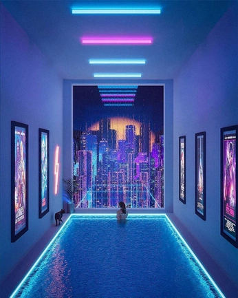 A cover of "SYNTHWAVE NEON" cluster. The owner is hori69. The cluster consists of 9 elements.