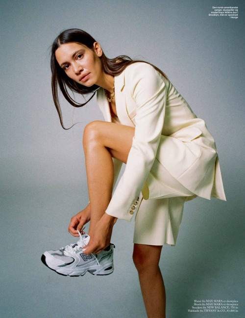 Model Kaya Wilkins in Max Mara and New Balance, photographed by Dennis Stenild for Eurowoman.
