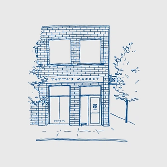 A cover of "Totto's Market" cluster. The owner is eertmoed.studio. The cluster description is "Brand and website design for a market | Eertmoed Studio | Chicago, IL". The cluster consists of 22 elements.