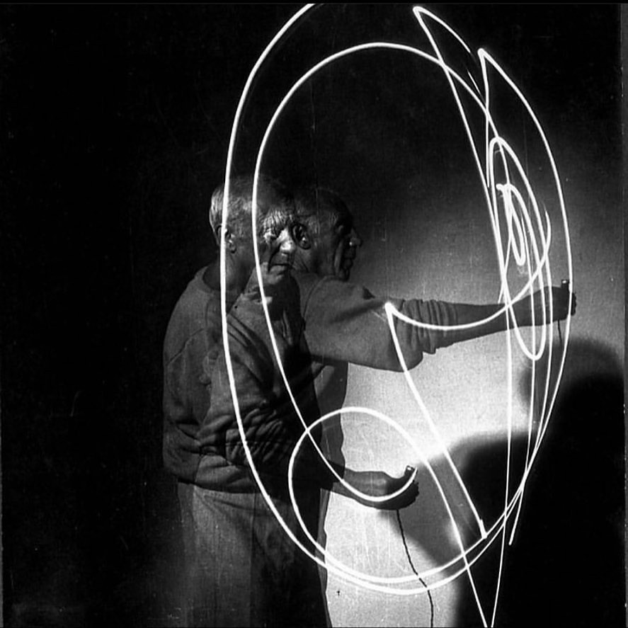 An Instagram  post added on Jan 24, 2024. The author is @source__material. May present: picasso double exposure, picasso museum, light painting, picasso paintings, painting.