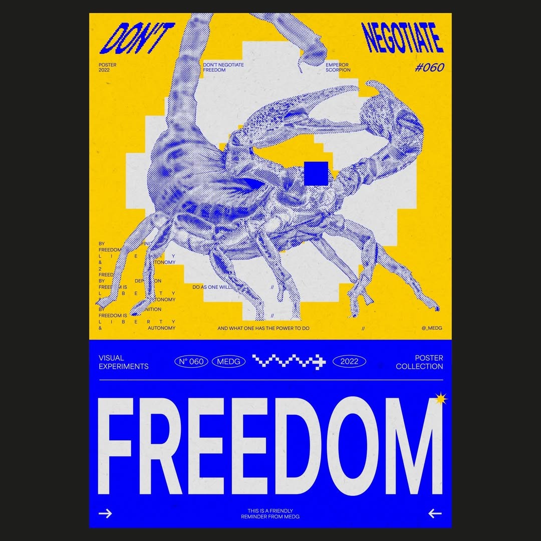 The poster Freedom, #060 by designer Matías Eiras, created in 2022.