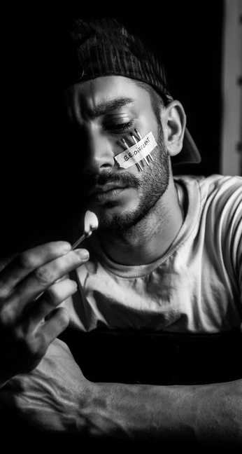 A cover of "Black&white portraits" cluster. The owner is amirrzolfaghari. The cluster description is "Be Different". The cluster consists of 102 elements.