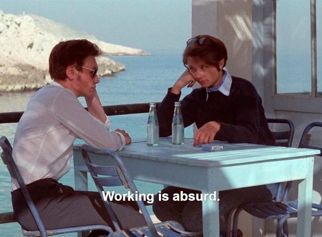 An Instagram  post added by andy on May 17, 2023. The author is @cinegraphe.fr. May present: water, guy gilles, wall engravings, table, furniture.