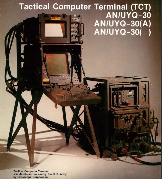 The Tactical Computer Terminal (TCT) AN/UYQ-30, developed by Librascope Corporation for the U.S. Army in 1988.
