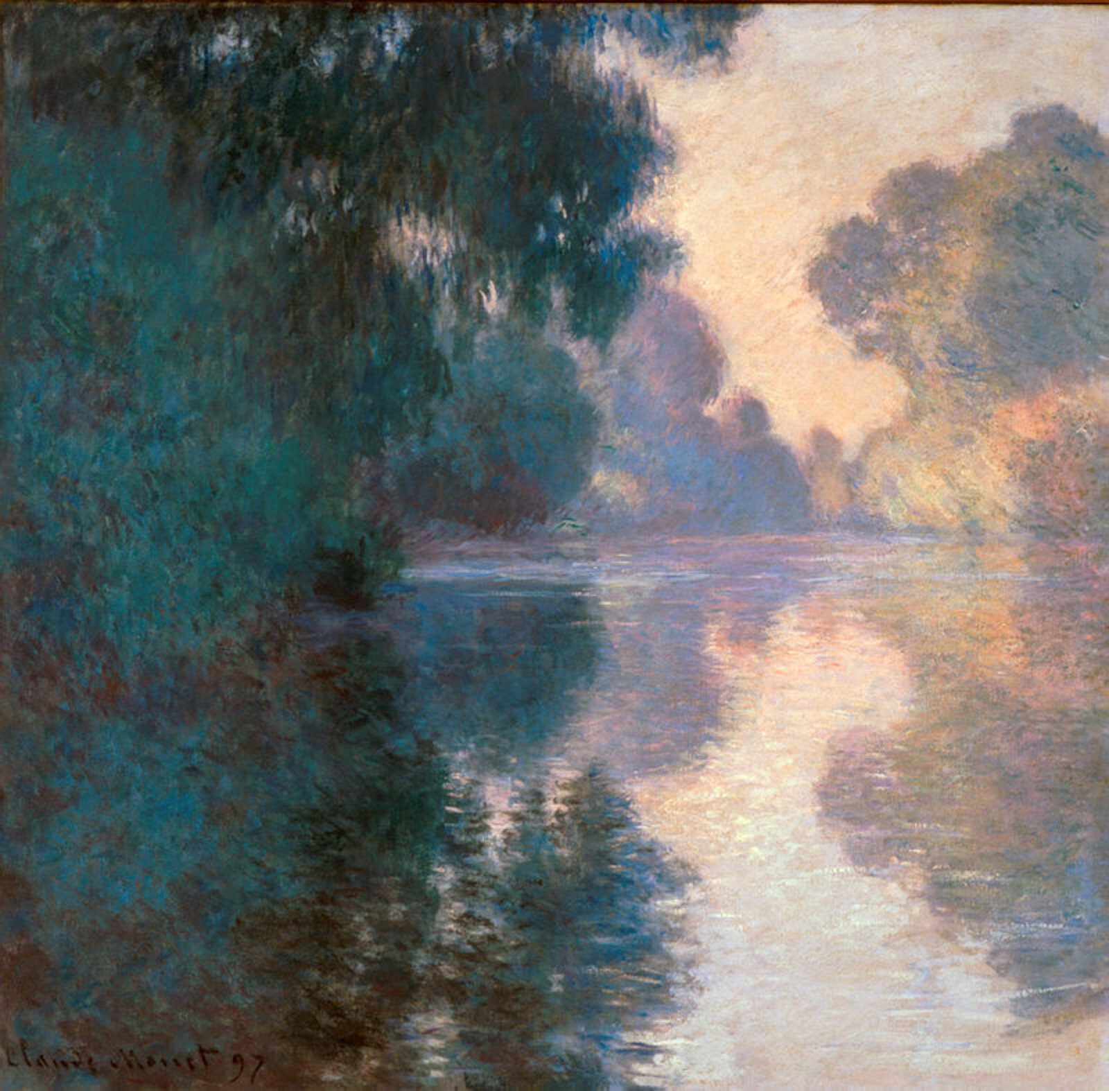 An image added by 6161251 on May 21, 2024. May present: monet morning on the seine, morning on the seine, good weather, morning on the seine near giverny, painting, morning on the seine.