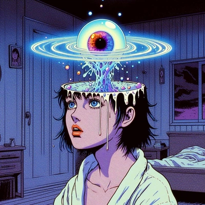 An Instagram  post added on Jan 24, 2024. The author is @syntheticaisthetics. May present: art, purple, line, electric blue, magenta.