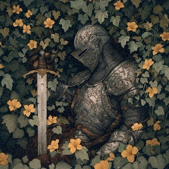 A cover of "fem knight inspo" cluster. The owner is sophberry. The cluster description is "inspo/reference for a personal painting". The cluster consists of 21 elements.