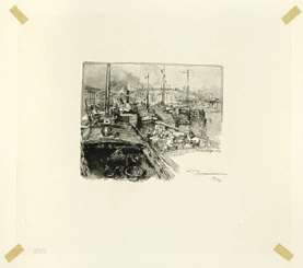 Villette Dock, plate five from Le Long de la Seine et des Boulevards