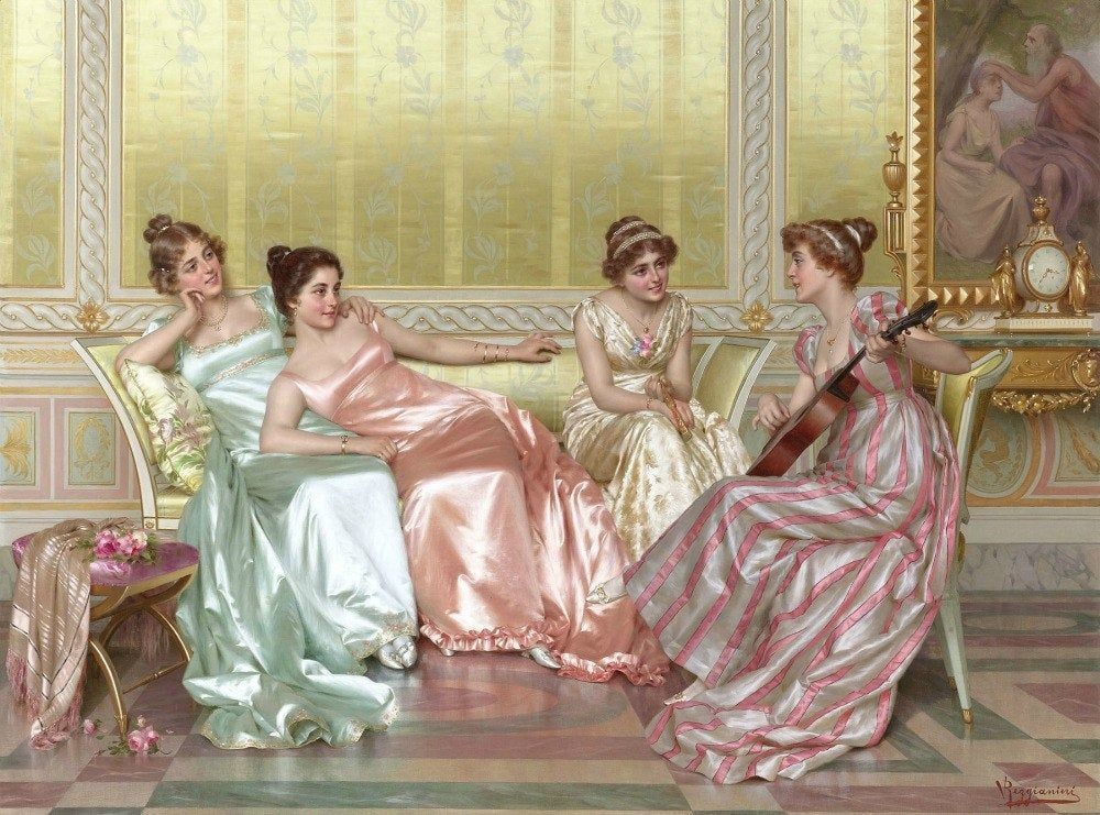 A Pinterest pin added by haileystuart on Nov 30, 2024. The author is hailey. May present: la soirée vittorio reggianini, oil painting reproduction, artwork, oil painting, art.