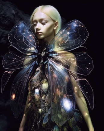 A cover of "space elf concept" cluster. The owner is shannonoshea. The cluster description is "space fantasy brainstorm moodboard". The cluster consists of 92 elements.