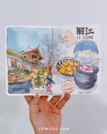 A cover of "sketchbook inspo" cluster. The owner is blueginkoh. The cluster consists of 10 elements.