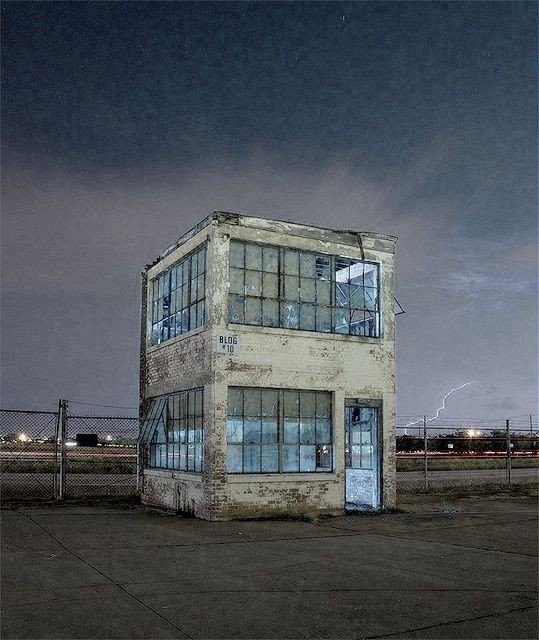 BLDG #10 photographed during a lightning storm.