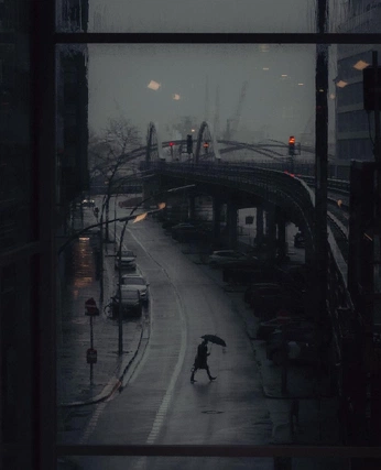 A cover of "Rainy Grays" cluster. The owner is touchmytoes. The cluster description is "photos of rain, gloomy days, raindrops, umbrellas, and puddles". The cluster consists of 3 elements.