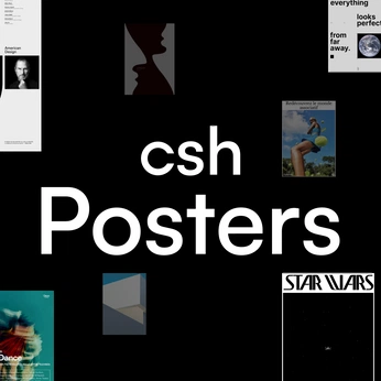 A cover of "Posters made by csh" cluster. The owner is cshstudio. The cluster description is "A collection of experimental posters to enjoy.". The cluster consists of 33 elements.