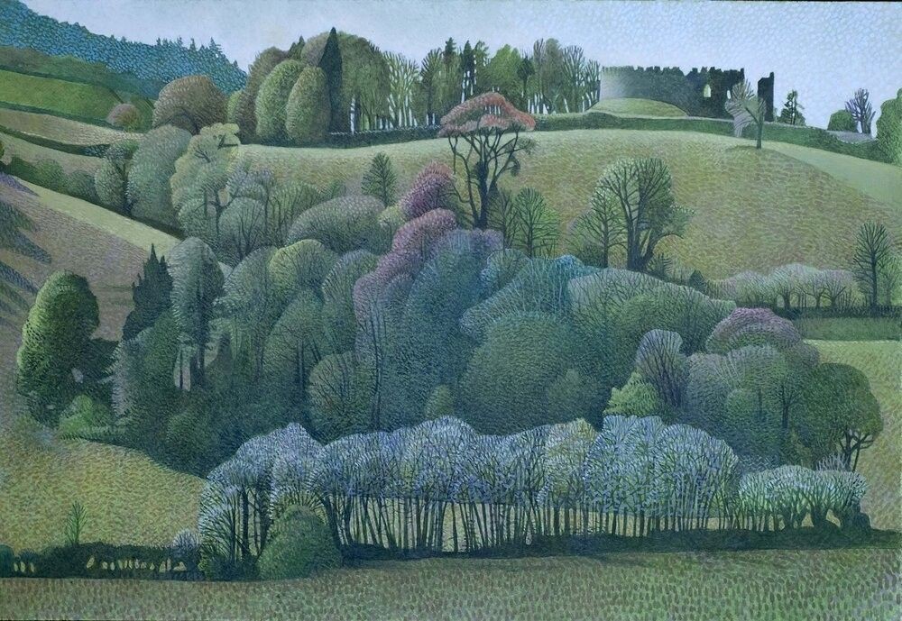 Restormel Castle (1990), a painting by Annie Ovenden.