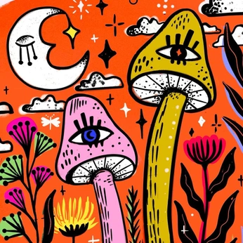 A cover of "mushrooms" cluster. The owner is sunorquid. The cluster consists of 15 elements.