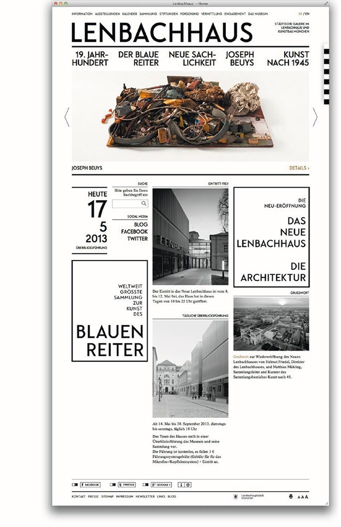 Website design for the Lenbachhaus museum by Herburg Weiland.