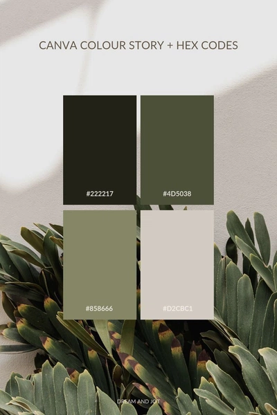 Canva Colour Story, a color palette with hex codes by Dream and Jot ...