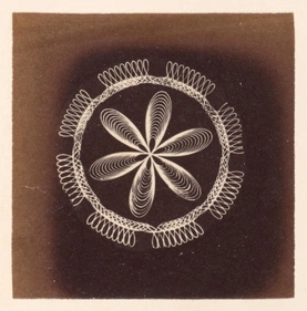 Albumen silver print of ornamental lathe turning