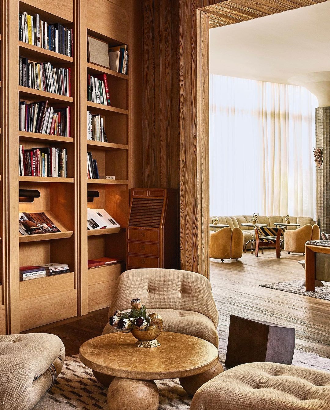 The Grotto Library at the Santa Monica Proper Hotel, designed by Kelly Wearstler.