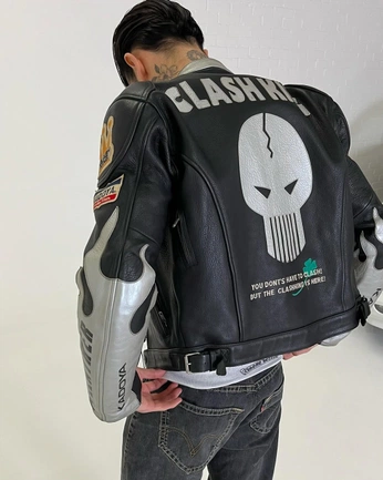 A cover of "Inspo - Moto Jackets" cluster. The owner is fefefemont. The cluster consists of 100 elements.