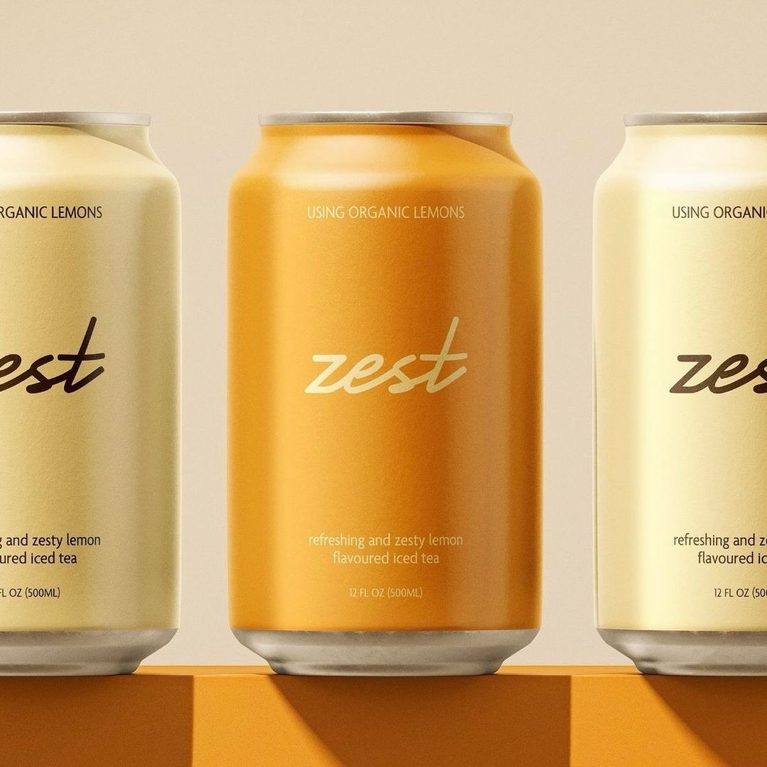 Branding and packaging concept for Zest iced tea by brand designer Poppy.