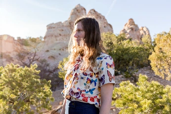 A cover of "Nahanni Arntzen-Spring17" cluster. The owner is benjiwagner. The cluster description is "Designer and Model: Nahanni Arntzen Photographer: Benji Wagner". The cluster consists of 10 elements.