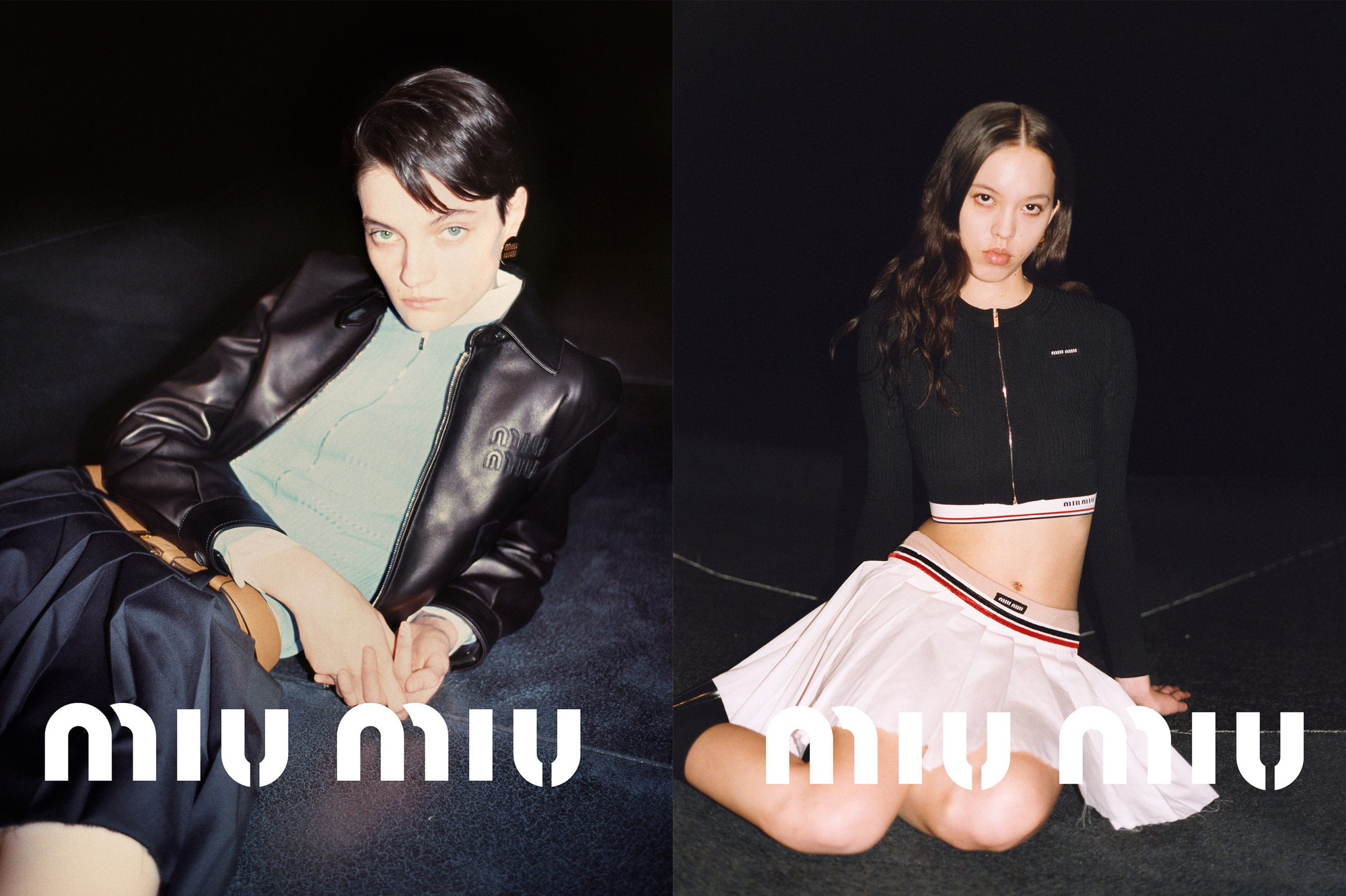Models Tanya Churbanova and Mica Kendall for the Miu Miu Wander Bag campaign. Photo by Lengua.