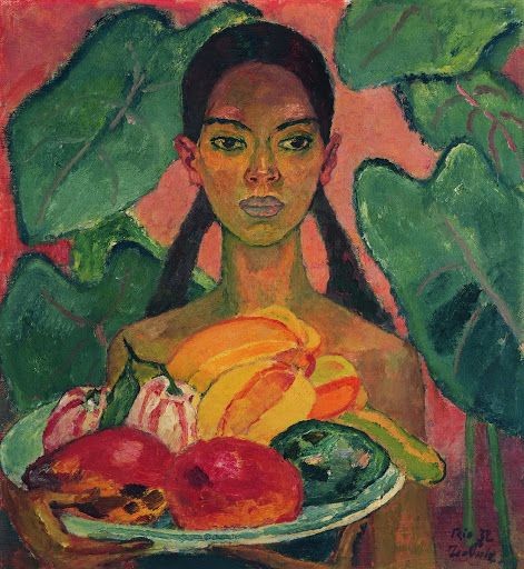 Halbindianerin mit Früchten by artist Leo Putz.