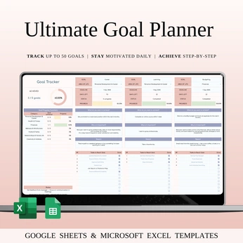 A cover of "Goal Planner Template" cluster. The owner is spreadsheetshub. The cluster description is "SMART Goal Setting & Tracking Template – Achieve Anything in 2026". The cluster consists of 1 element.