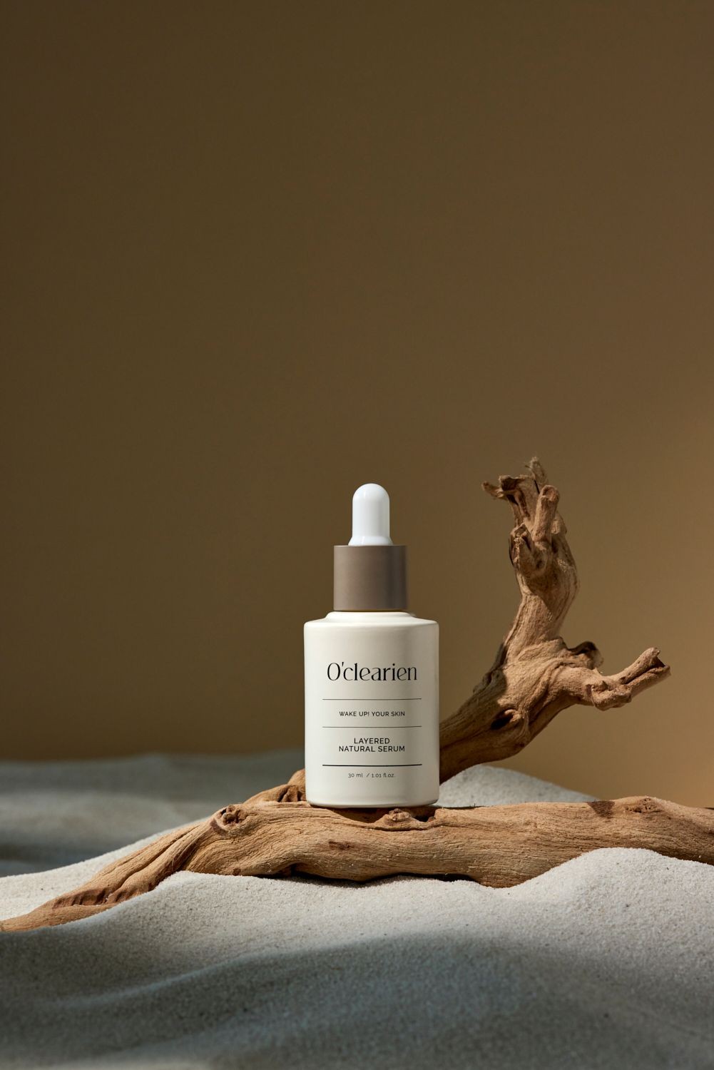 Product photography for the O'clearien Layered Natural Serum.
