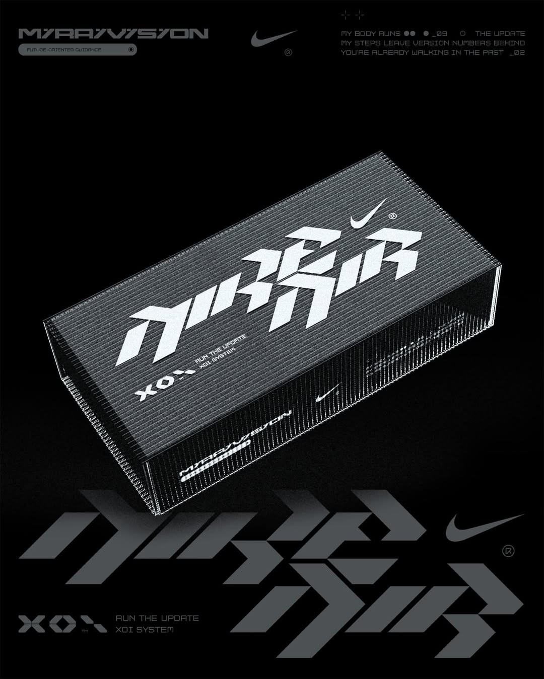 Conceptual packaging for Nike Air using the RAIDO® Font & Vector Pack.