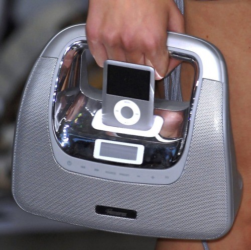 An iPod speaker bag from the Phi Spring/Summer 2009 Collection, designed by Andres Melbostad.